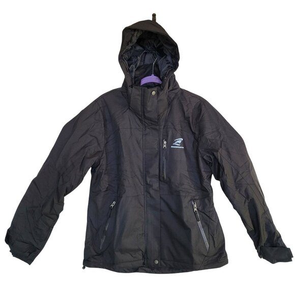 Women's Waterproof, Sky Jacket Windproof Hooded Raincoat For Winter Black X-Larg - Picture 1 of 15